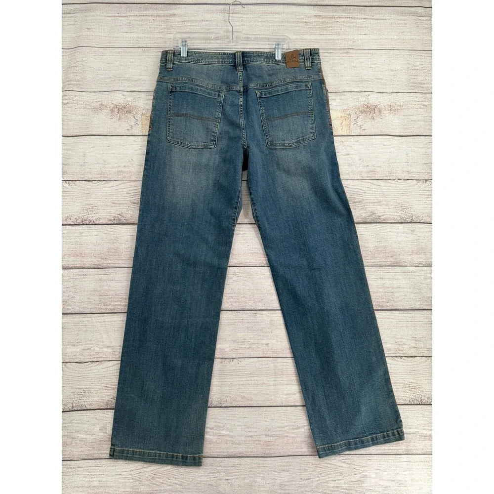 prAna Jeans Men 36x34 Blue Organic Cotton Straight Leg Medium Wash
